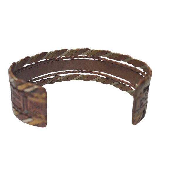 Vintage Copper, Brass, and Silver Tone Cuff Bracelet - Picture 5 of 5